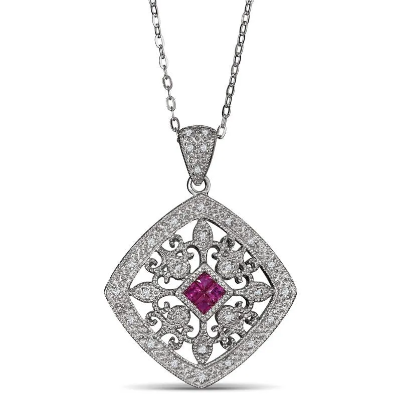 0.19ct Ruby and 0.08ct Diamond Pendant in 925 sterling silver (PB2879ARID)