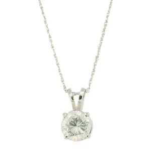 0.80ctw Round Brilliant Diamond Solitaire Pendant in 14K White Gold with 18" Fine Chain in 10K White Gold