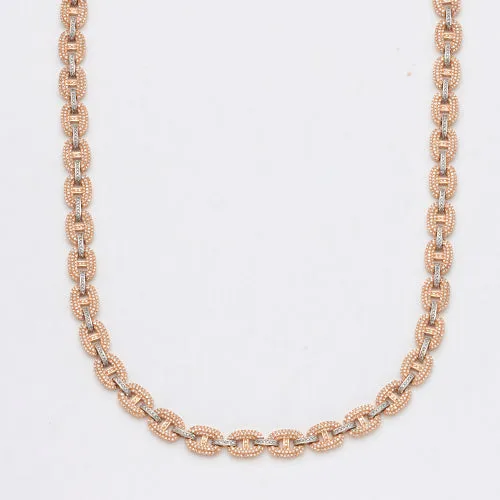 10KR W 6.65CTW DIAMOND GUCCI LINK NECKLACE