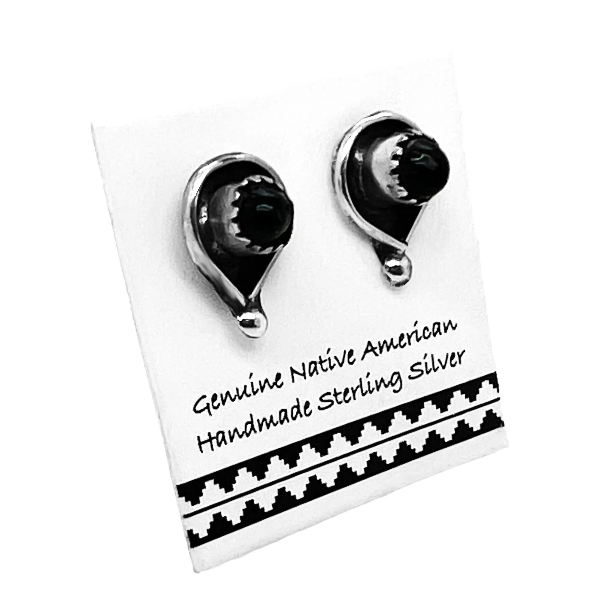 11mm Genuine Black Onyx Stud Earrings, Sterling Silver, Authentic Native American Handmade, Nickel Free