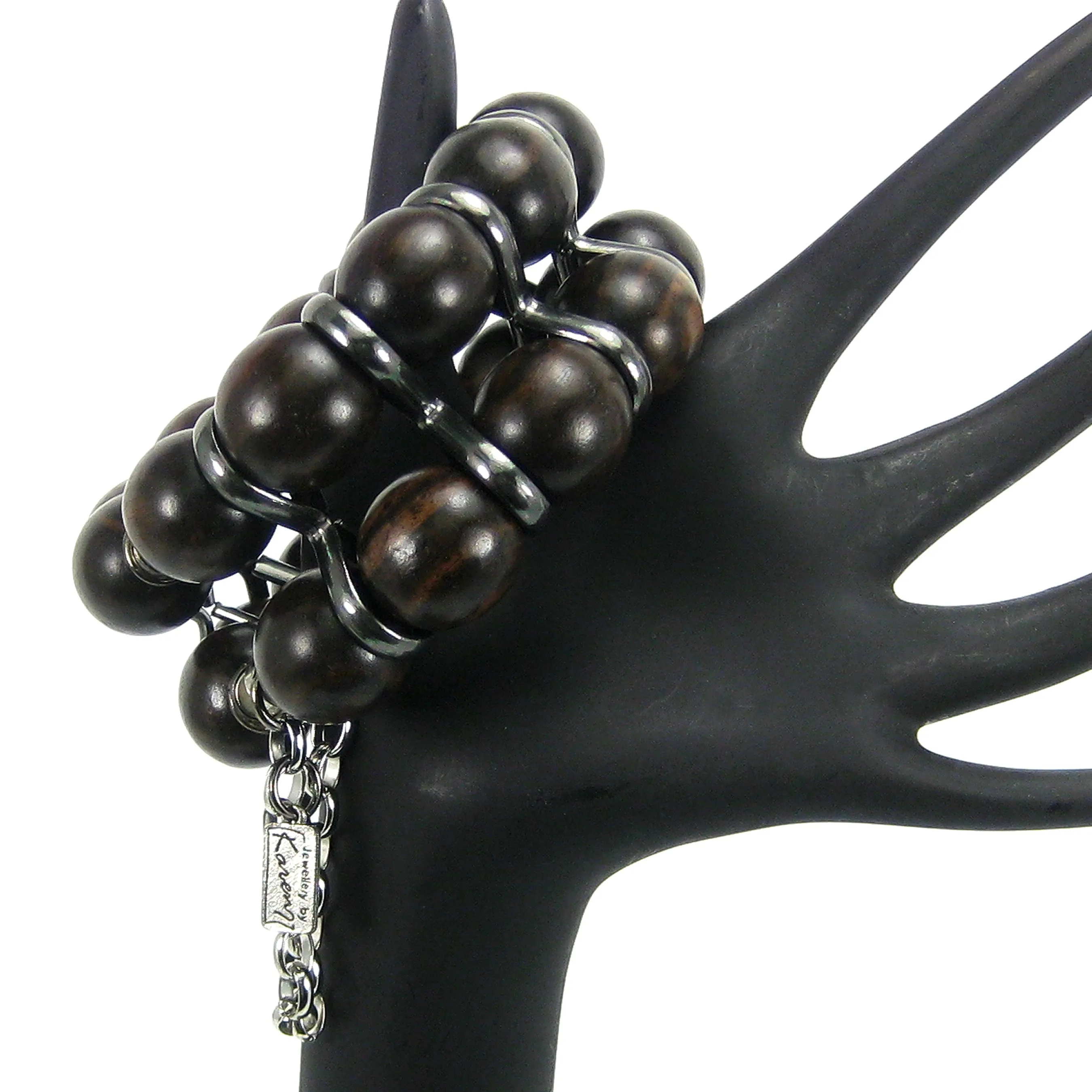 #137b Ebony Wood & Gunmetal Cuff Bracelet