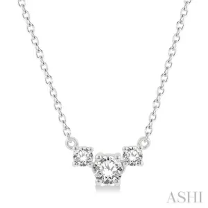 1/4 Ctw Three Stone Round Cut Diamond Necklace in 14K White Gold