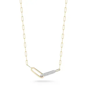 14K Gold Diamond Link Paperclip Chain Necklace