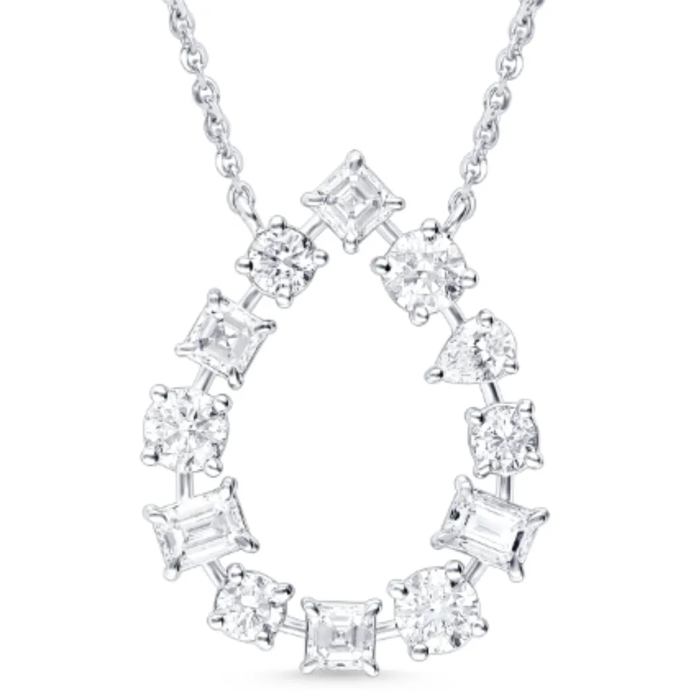 14k Multi-Shape Diamond Pendant Necklace