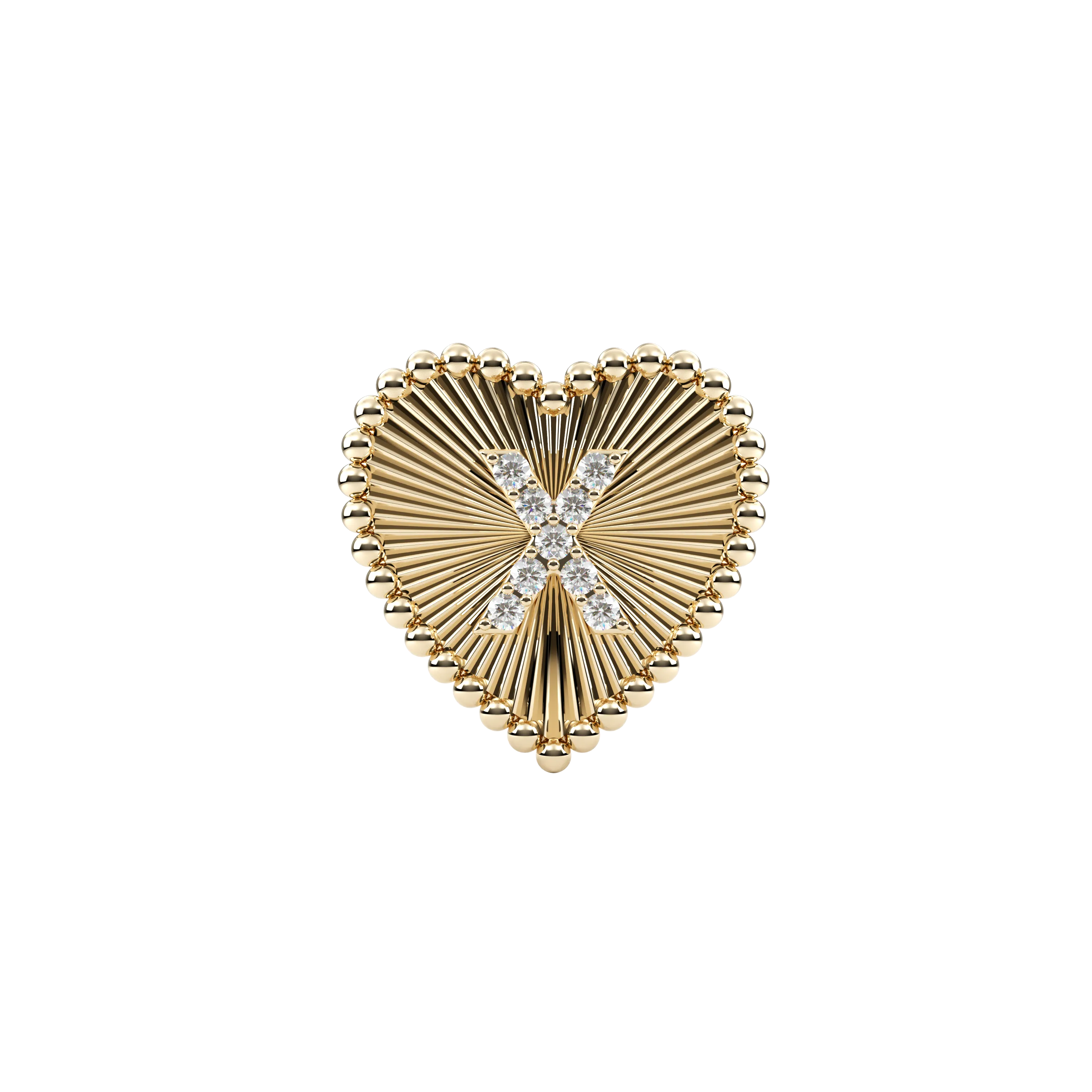 14k Obra Fluted Heart Initial Necklace