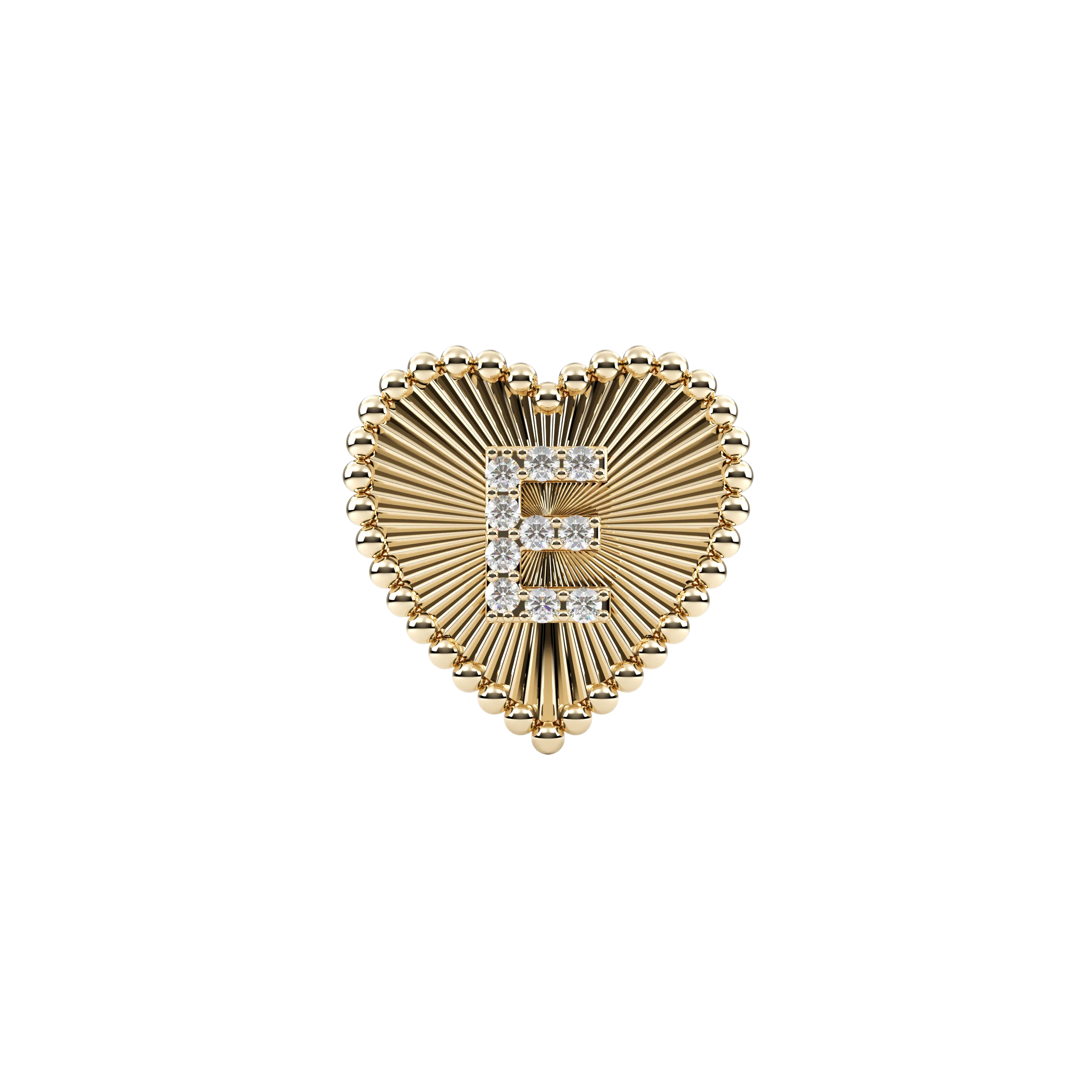 14k Obra Fluted Heart Initial Necklace