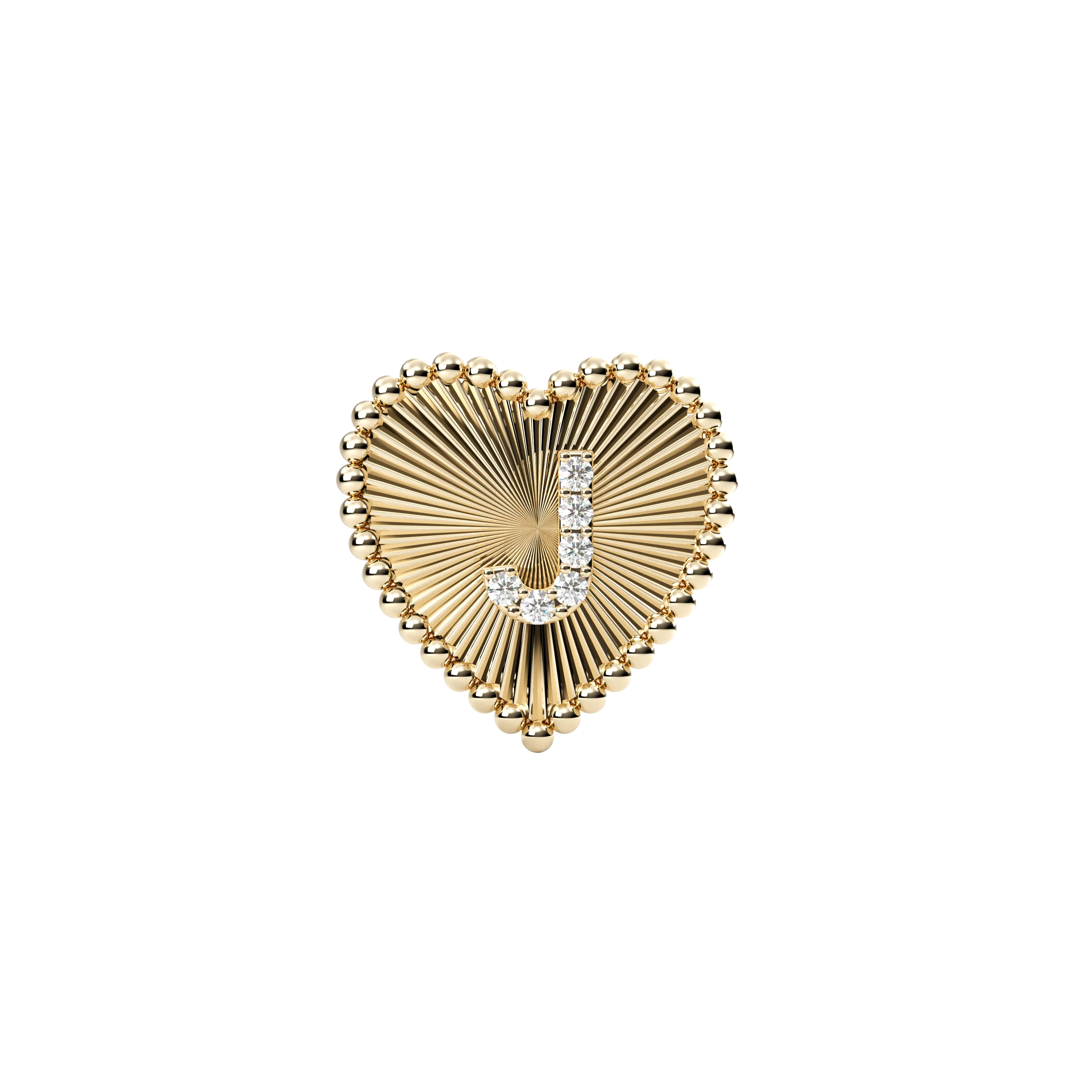 14k Obra Fluted Heart Initial Necklace