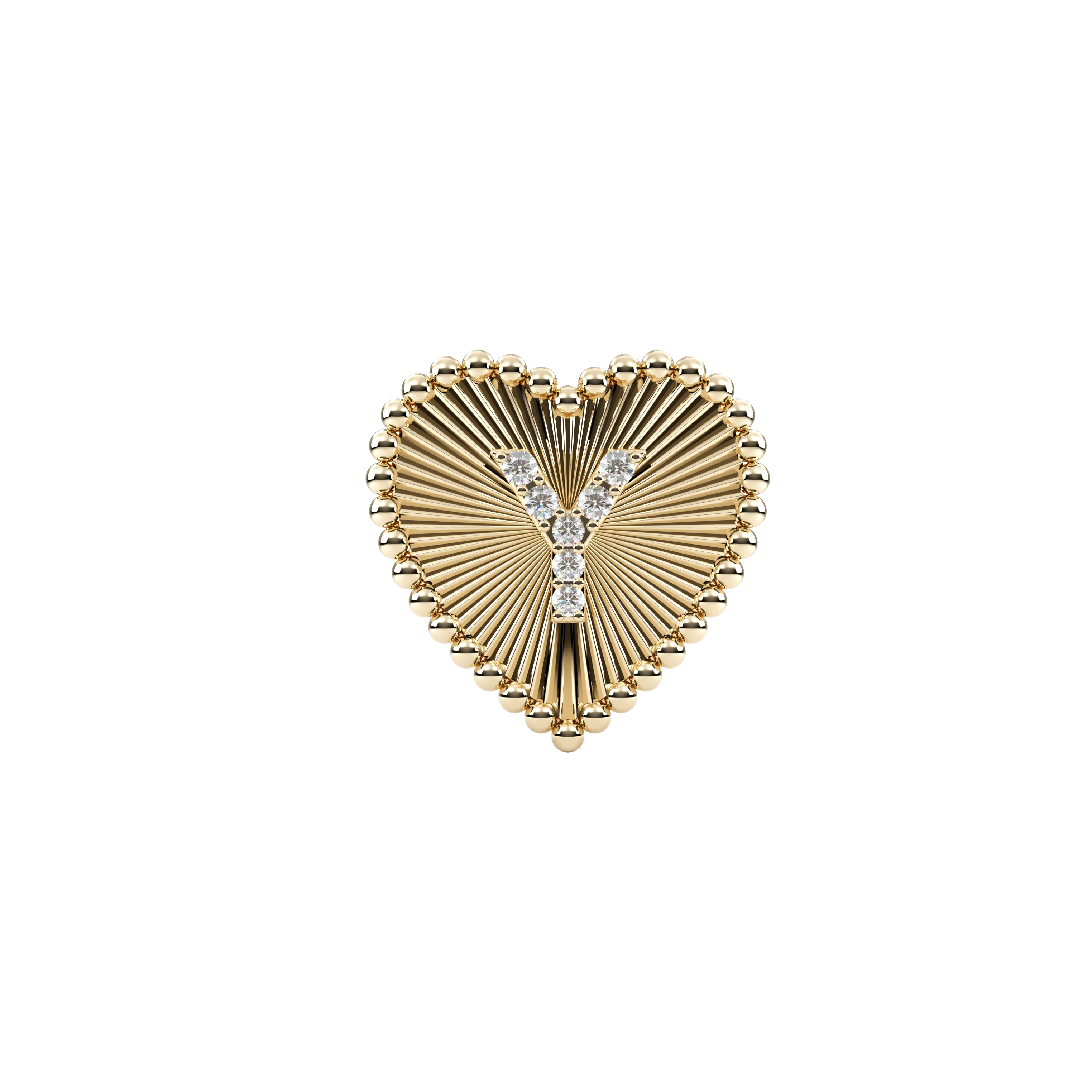 14k Obra Fluted Heart Initial Necklace