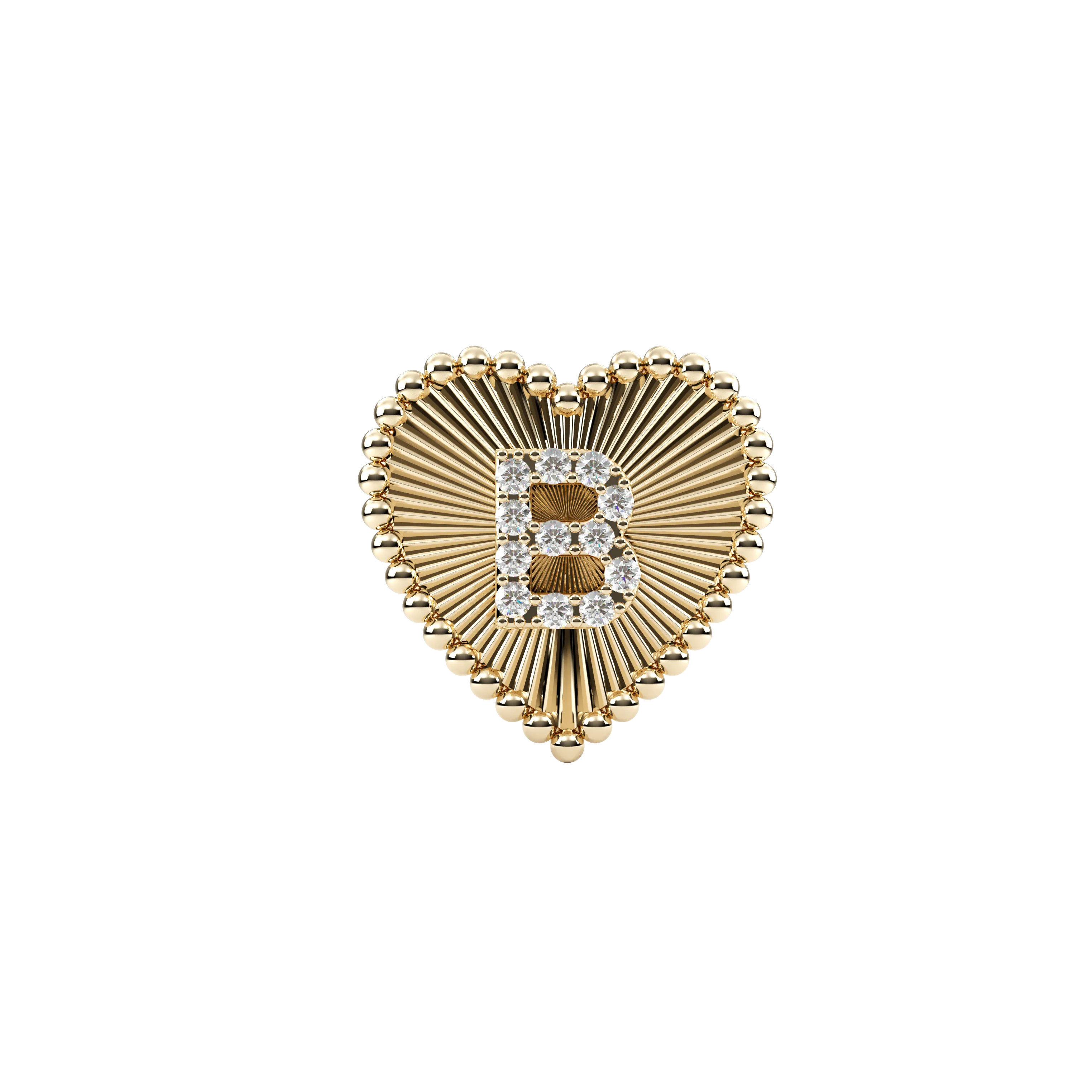 14k Obra Fluted Heart Initial Necklace