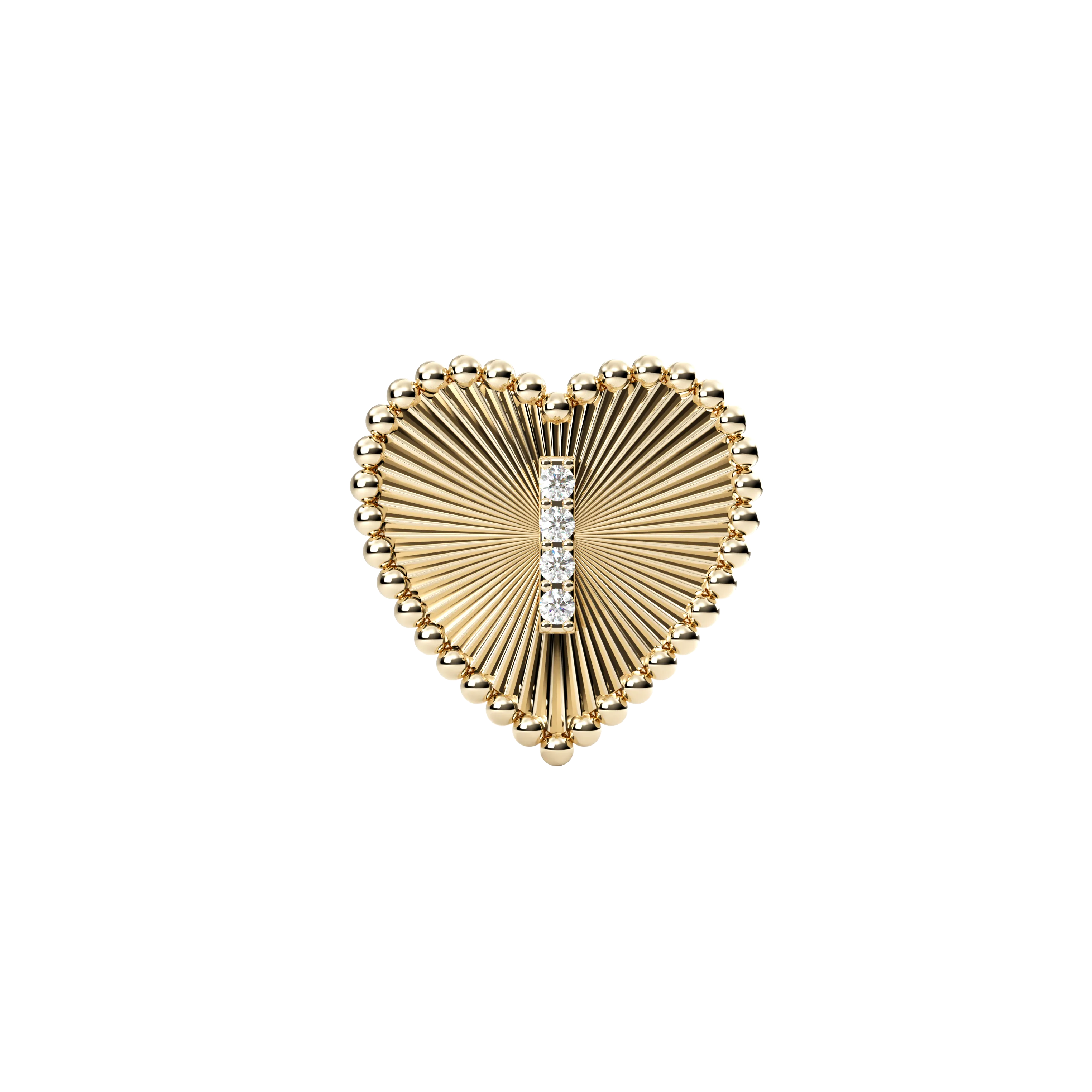 14k Obra Fluted Heart Initial Necklace