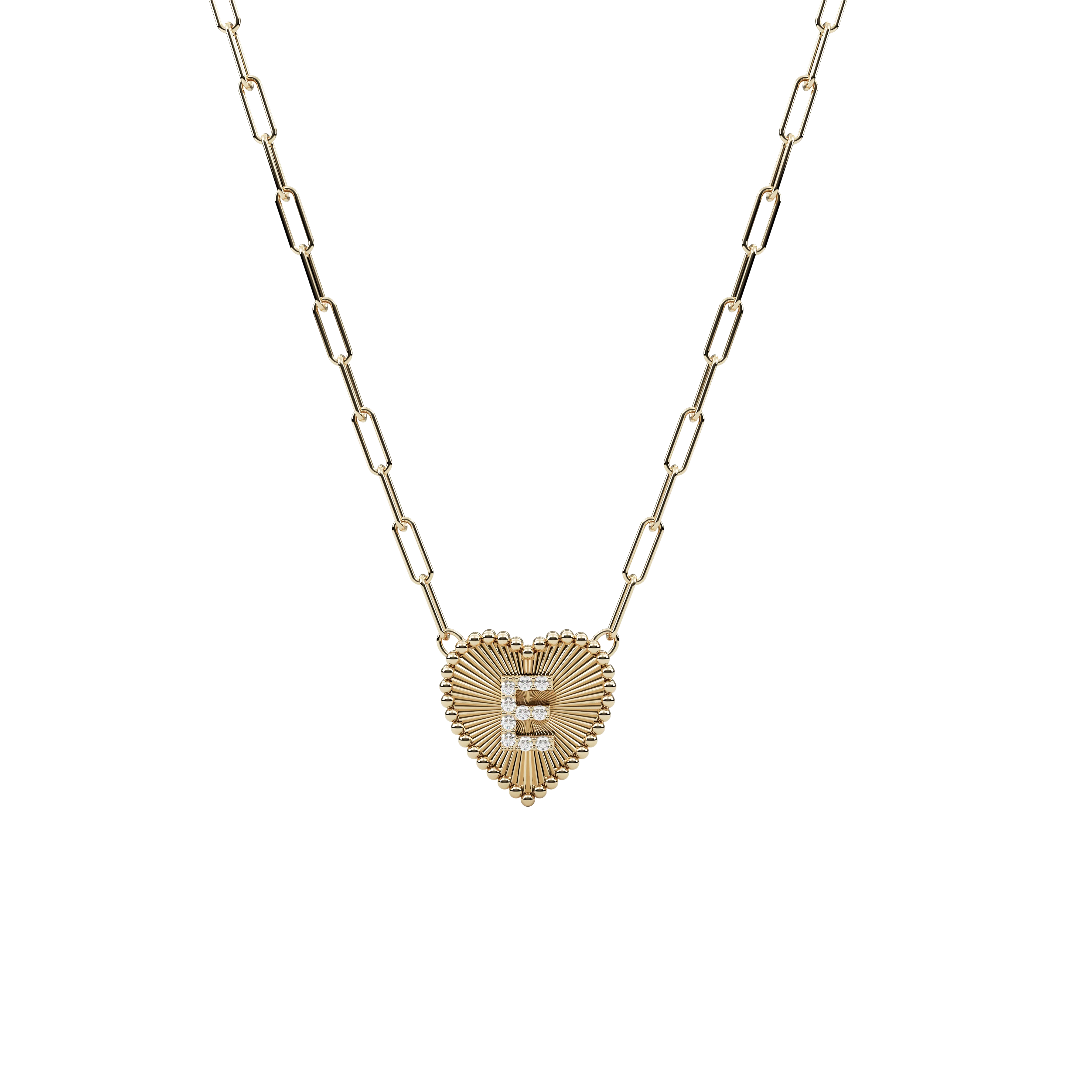 14k Obra Fluted Heart Initial Necklace