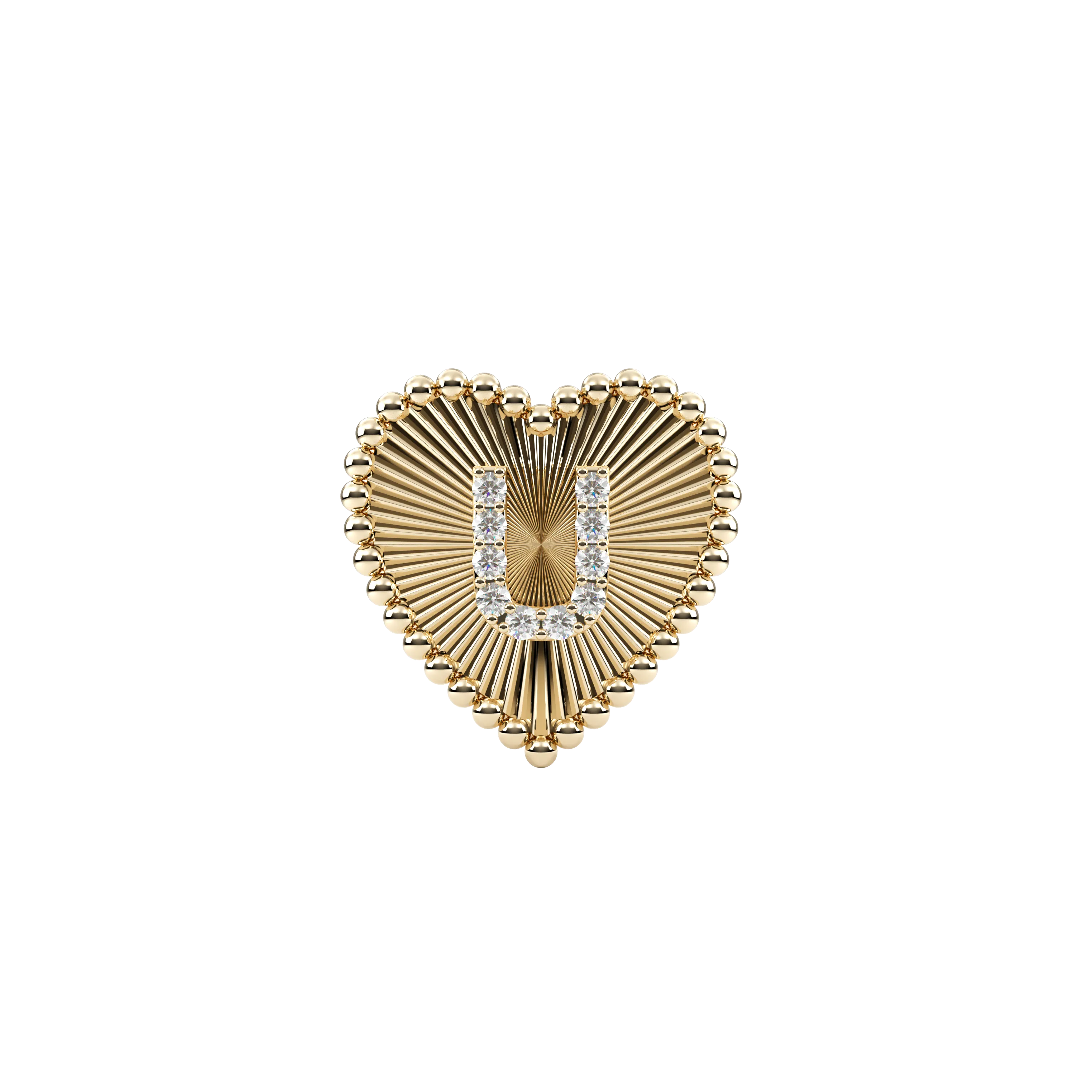 14k Obra Fluted Heart Initial Necklace