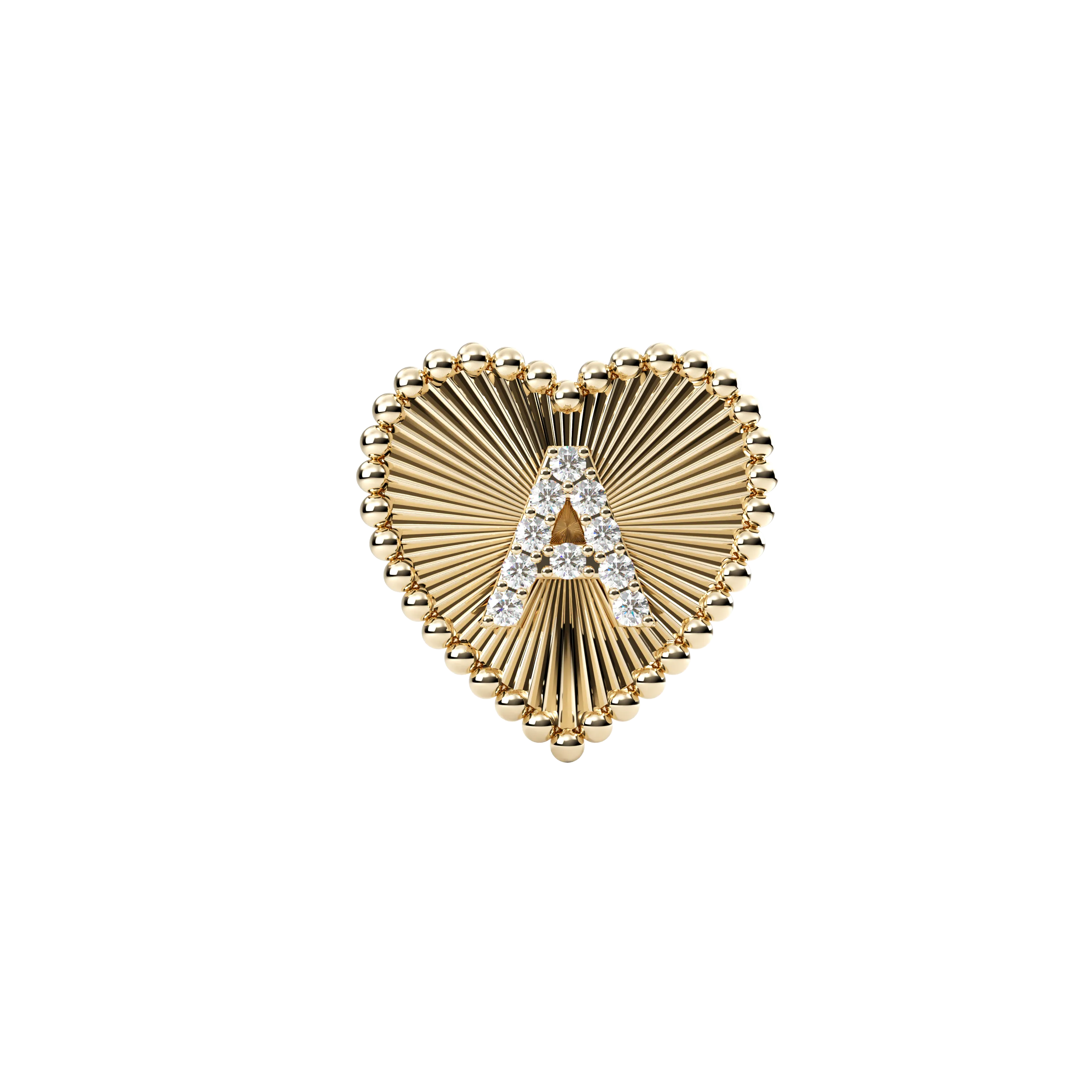 14k Obra Fluted Heart Initial Necklace