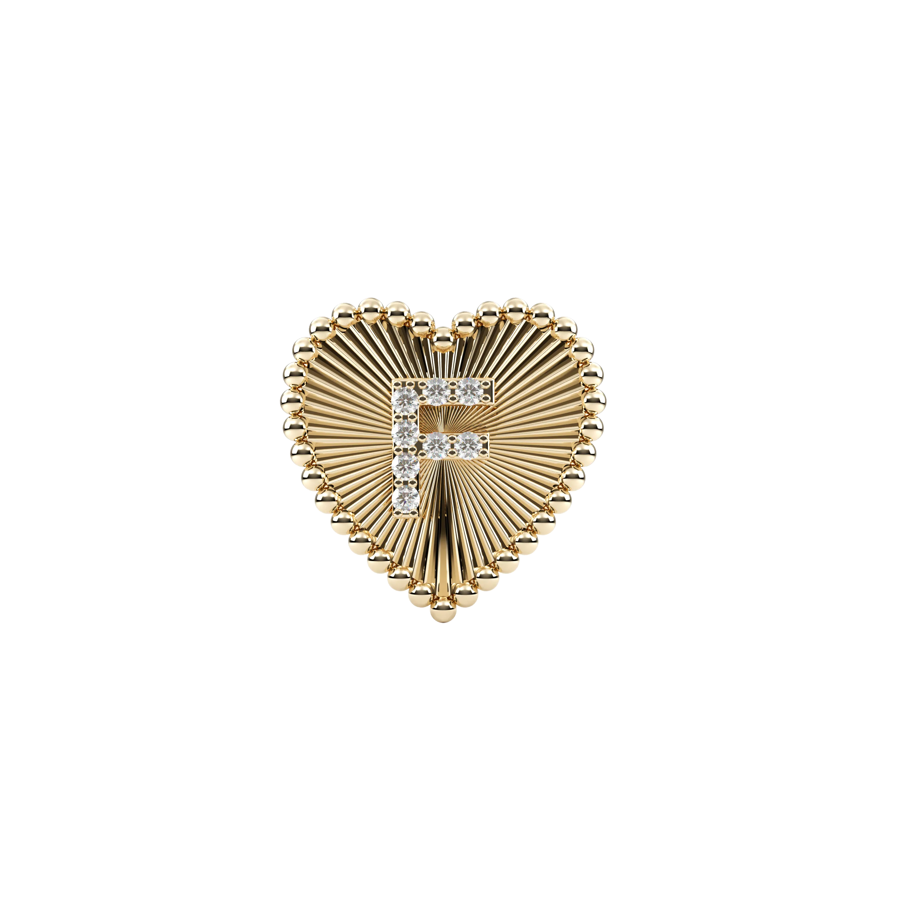 14k Obra Fluted Heart Initial Necklace