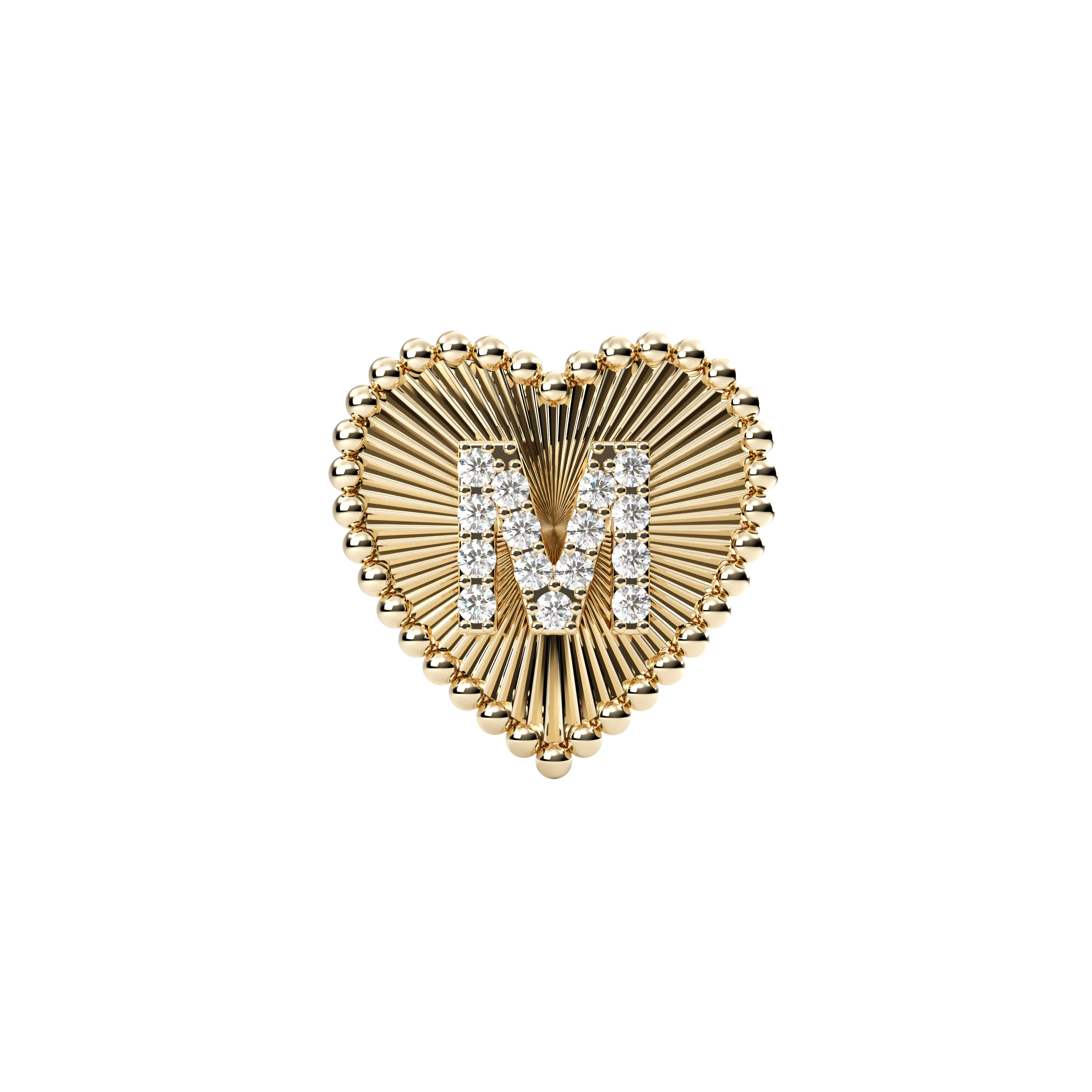 14k Obra Fluted Heart Initial Necklace