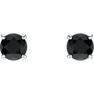 14K White 5 mm Natural Black Onyx Stud Earrings