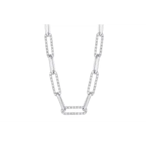 14K White Gold Diamond Link Chain Necklace