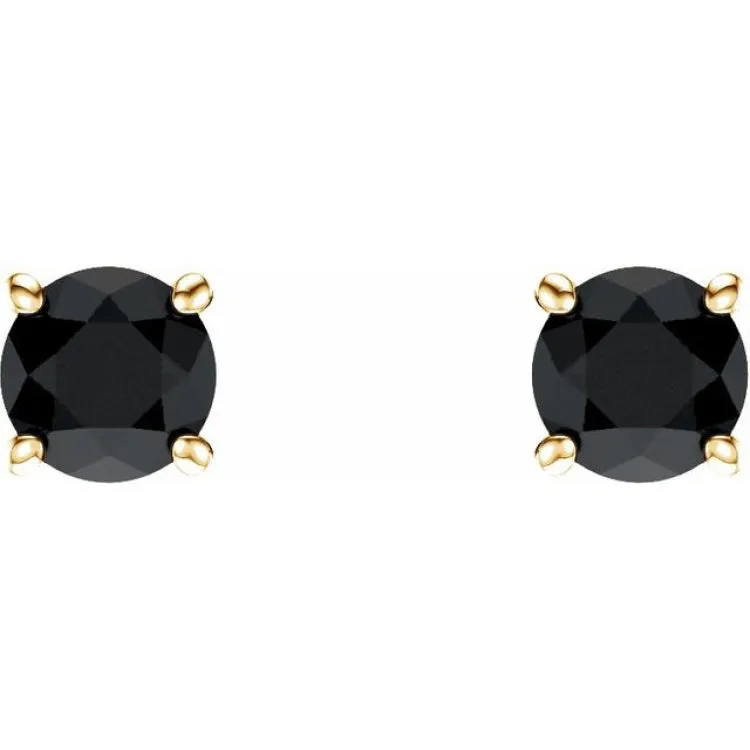 14K Yellow 5 mm Natural Black Onyx Stud Earrings