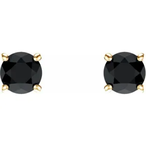 14K Yellow 5 mm Natural Black Onyx Stud Earrings