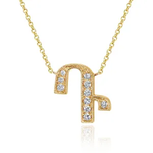 14K Yellow Gold Armenian Initial Diamond Necklace