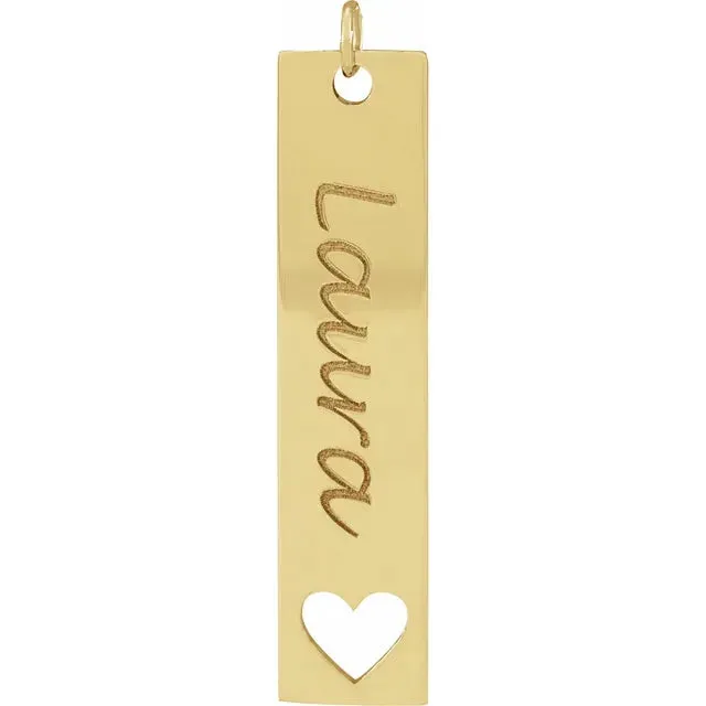 14K Yellow Gold Engravable Bar Pendant