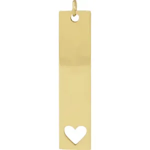 14K Yellow Gold Engravable Bar Pendant