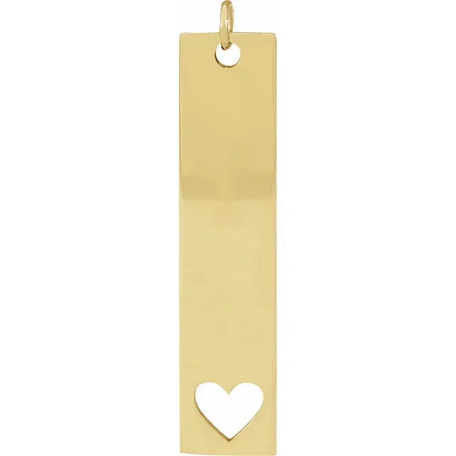 14K Yellow Gold Engravable Bar Pendant