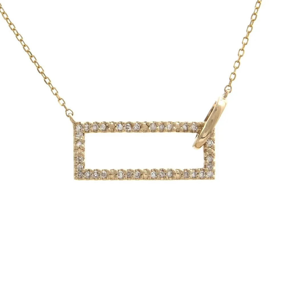 14K Yellow Gold Rectangular Single Micro Pave Diamond