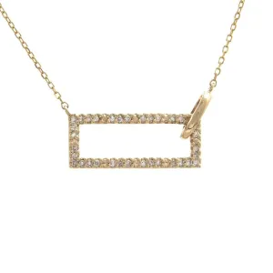 14K Yellow Gold Rectangular Single Micro Pave Diamond