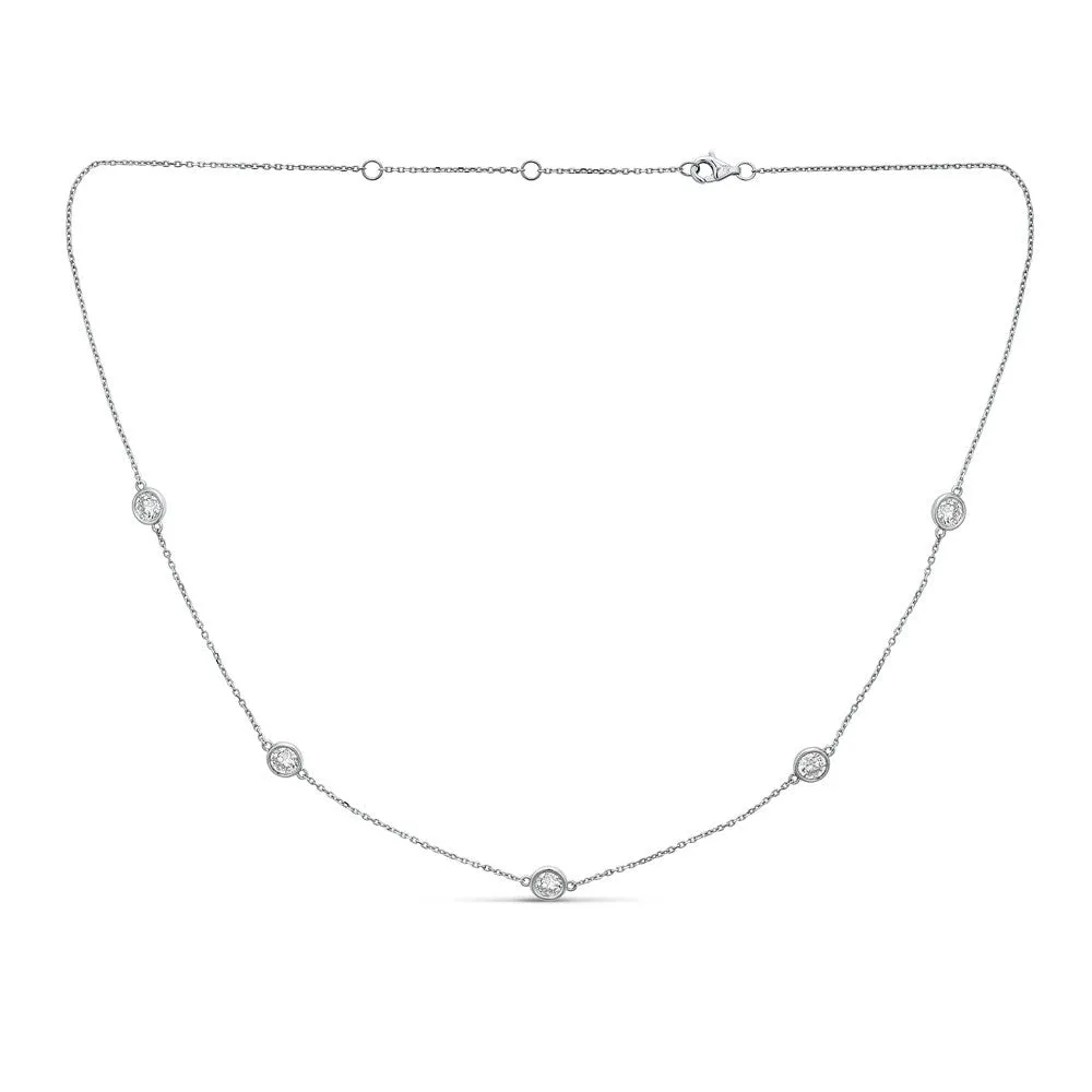 14KT 2.00CT ROUND DIAMONDS BY THE YARD NECKLACE 18"-2 COLORS