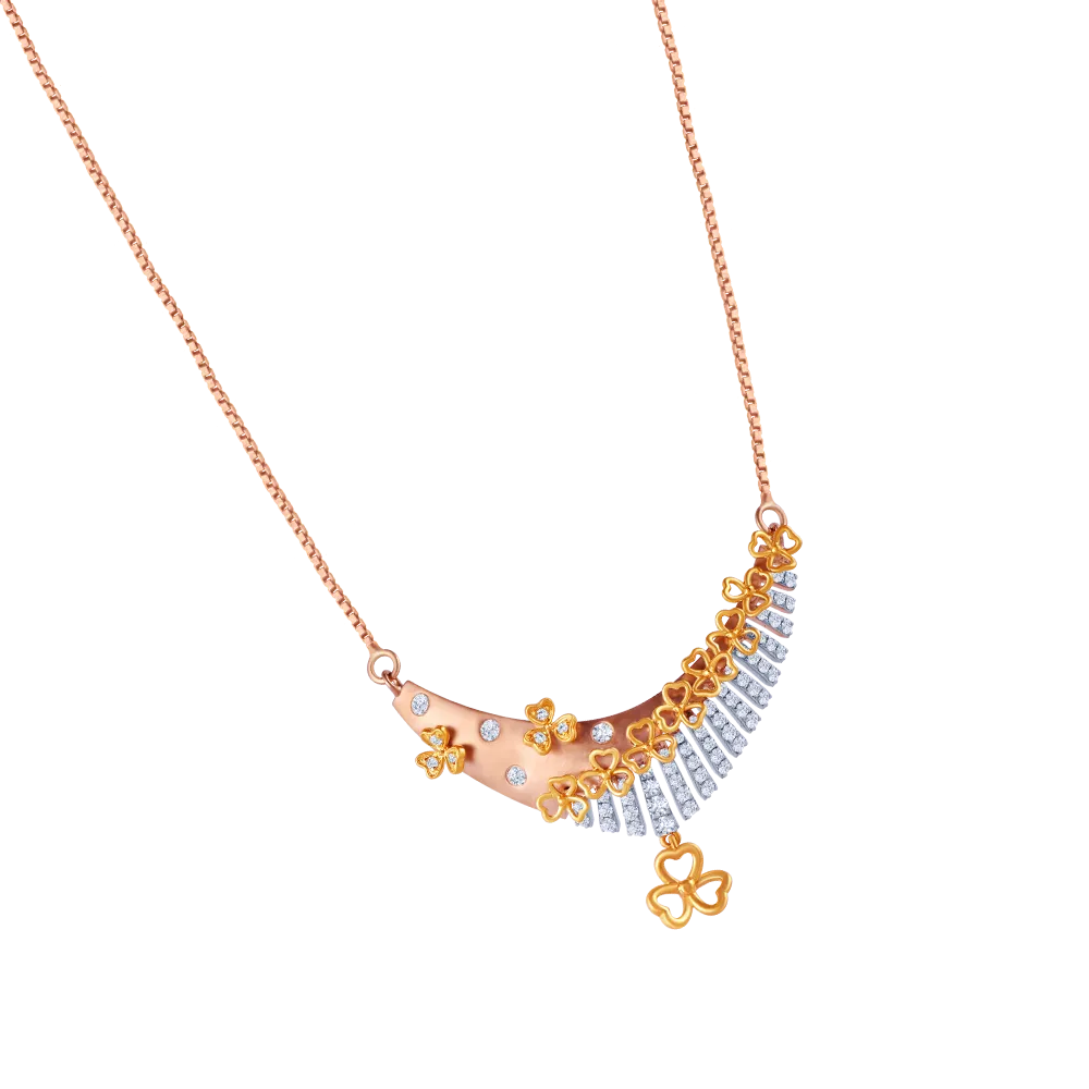 18k Diamond Necklace With Multiple Flower Shape Details