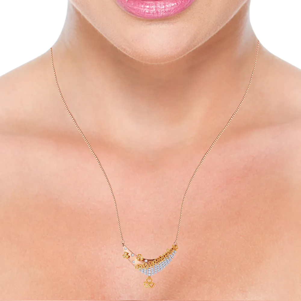 18k Diamond Necklace With Multiple Flower Shape Details