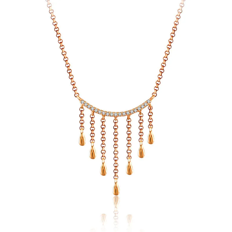 18k Gold Gold and Diamond Threads Diamond Necklace