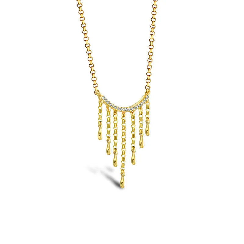 18k Gold Gold and Diamond Threads Diamond Necklace