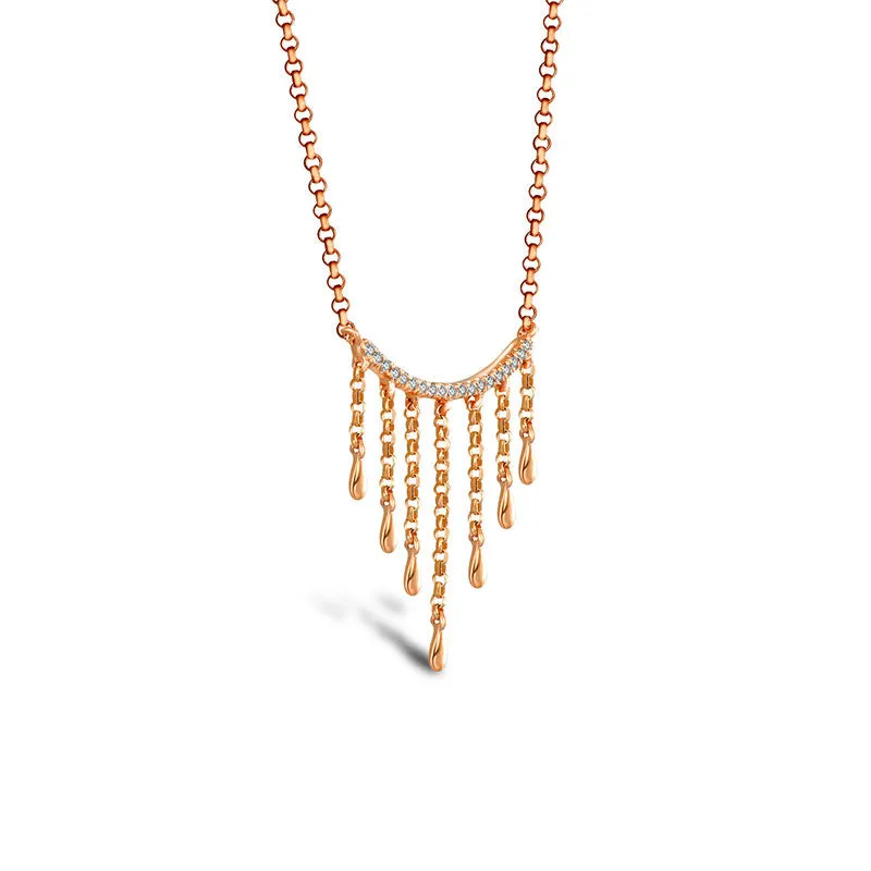 18k Gold Gold and Diamond Threads Diamond Necklace