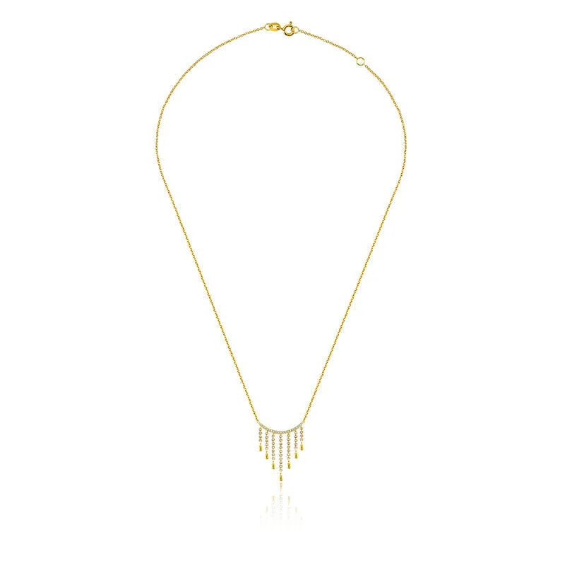 18k Gold Gold and Diamond Threads Diamond Necklace