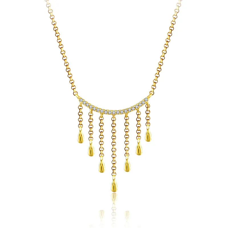 18k Gold Gold and Diamond Threads Diamond Necklace