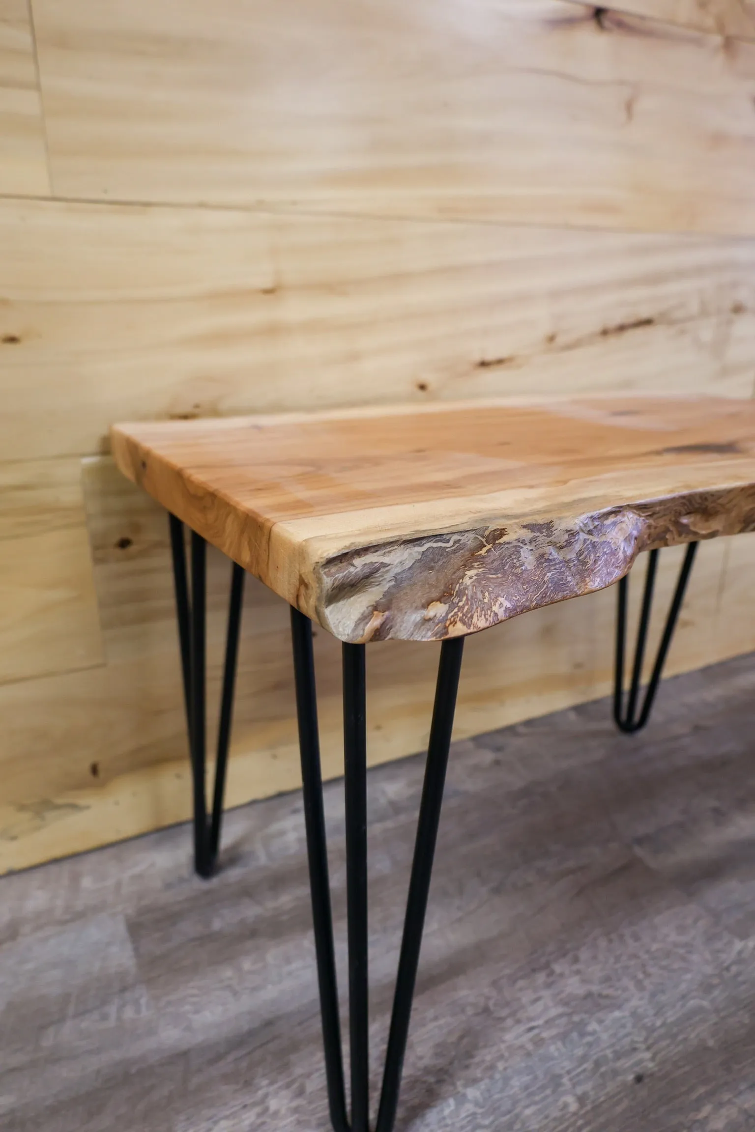 24" Pecan End Table with Hairpin Legs