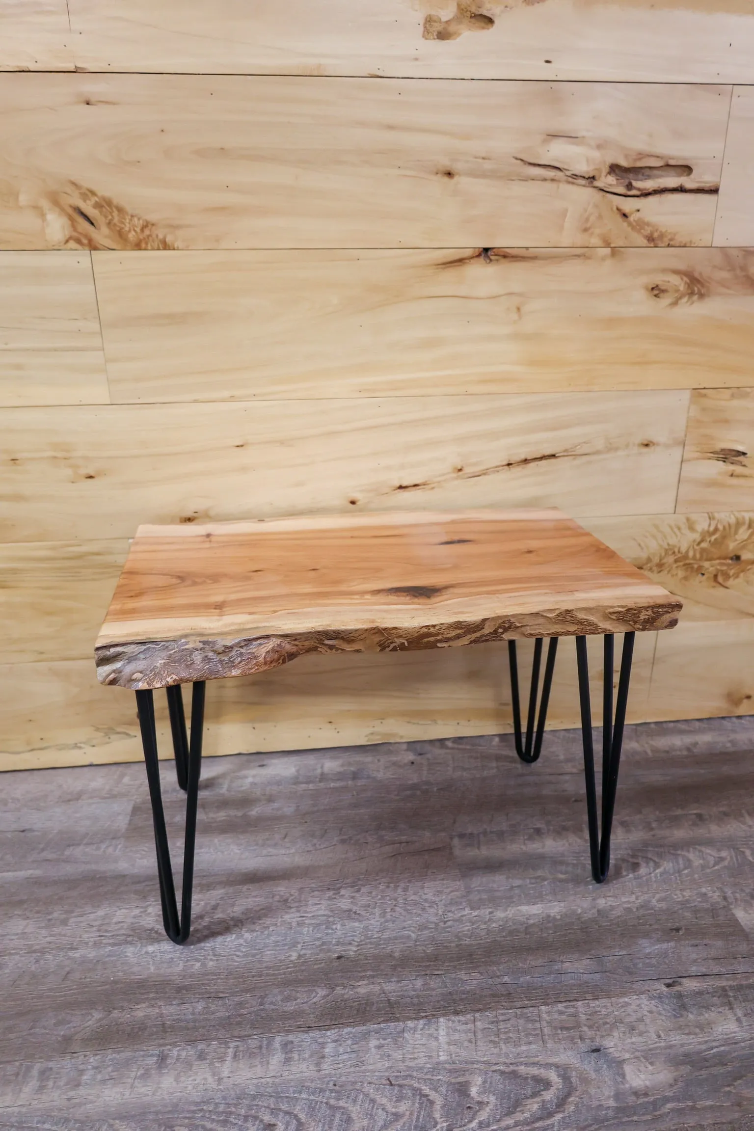 24" Pecan End Table with Hairpin Legs