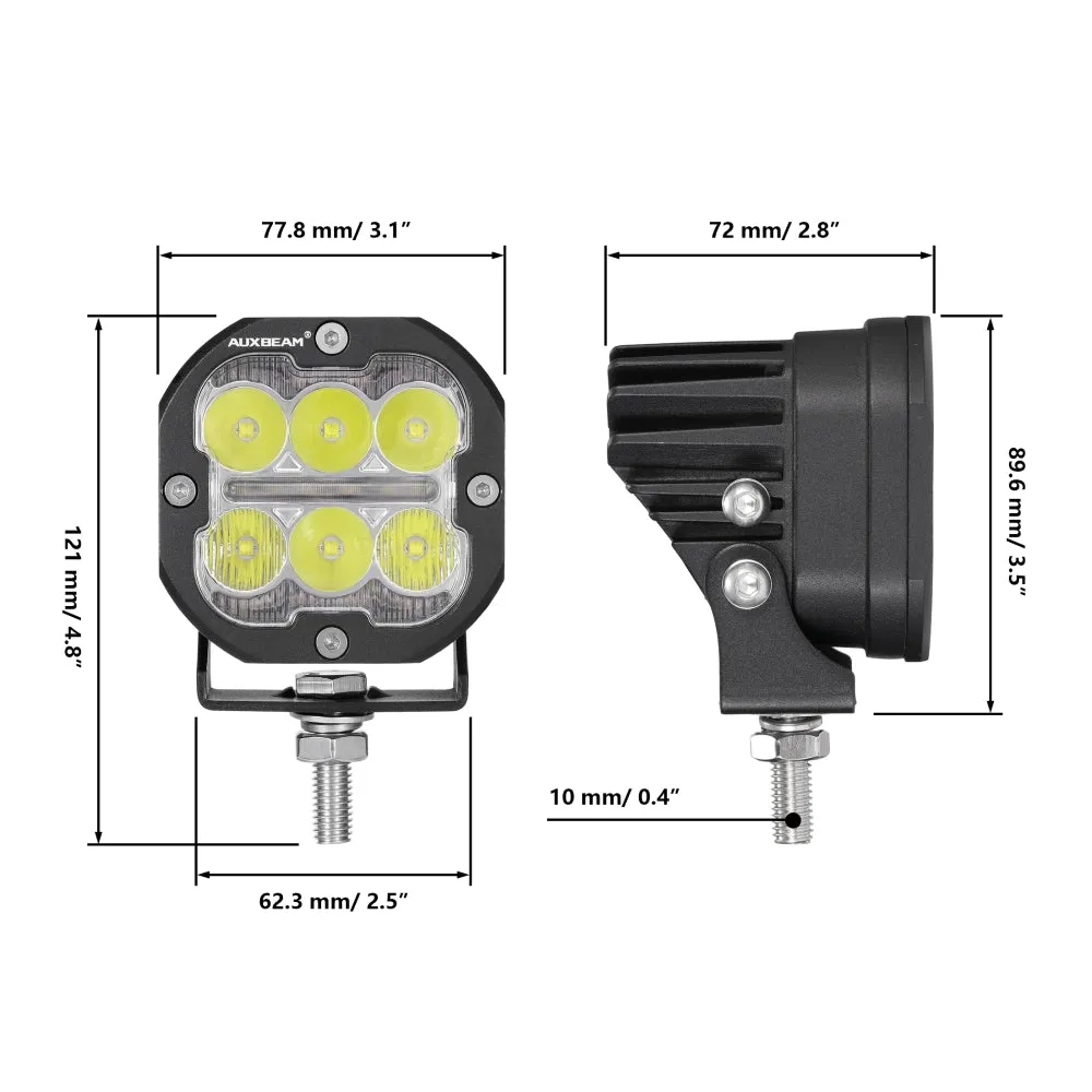 3 Inch 84W LED Combo POD Light Off Road Lights With White & DRL Amber