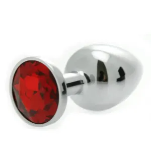 3-inch Rimba Luxury Stainless Steel Silver Ruby Butt Plug