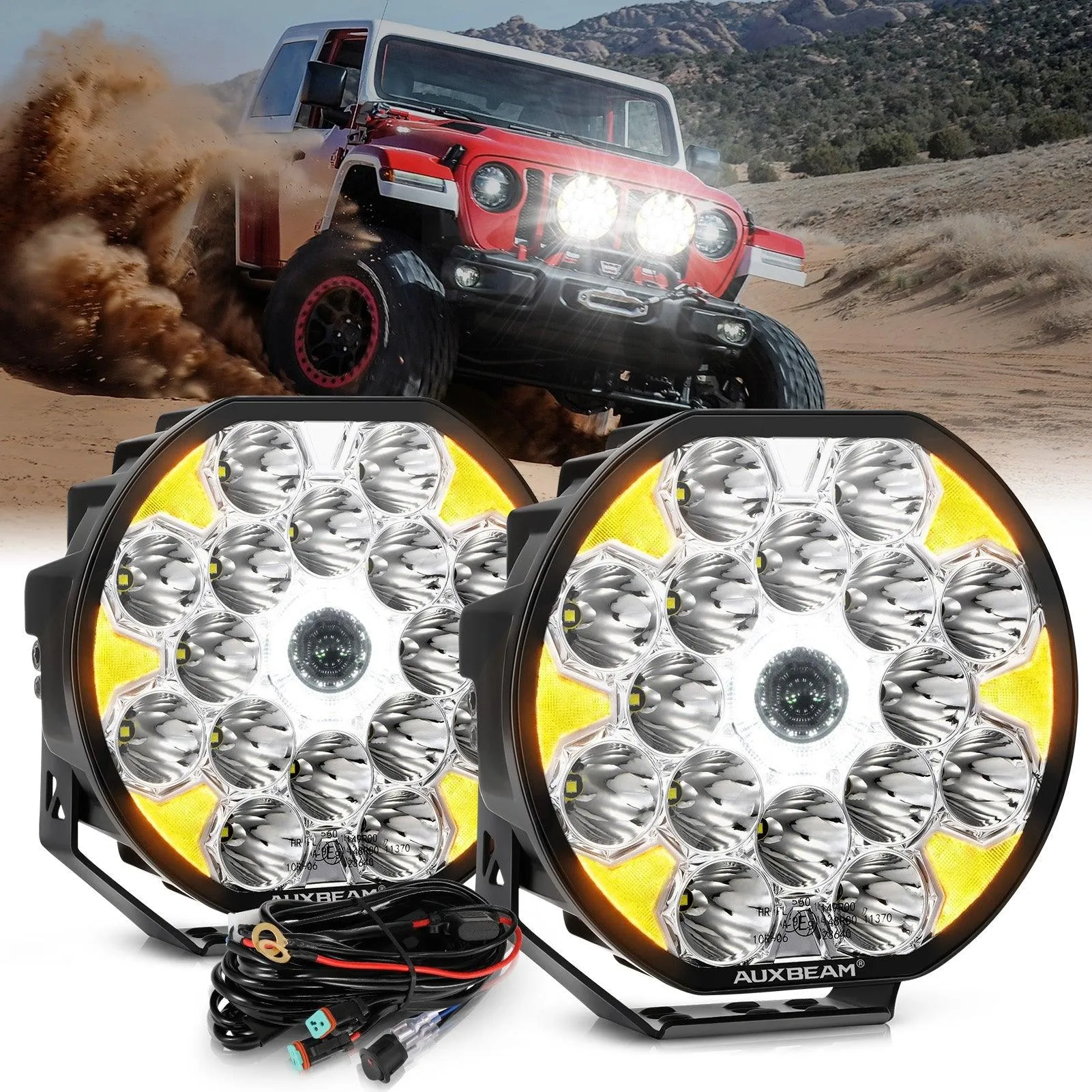 360-Ultra Series 8.5 Inch 220W LED Spot Driving Light Off Road Lights with White DRL&Amber Turn Signal Light