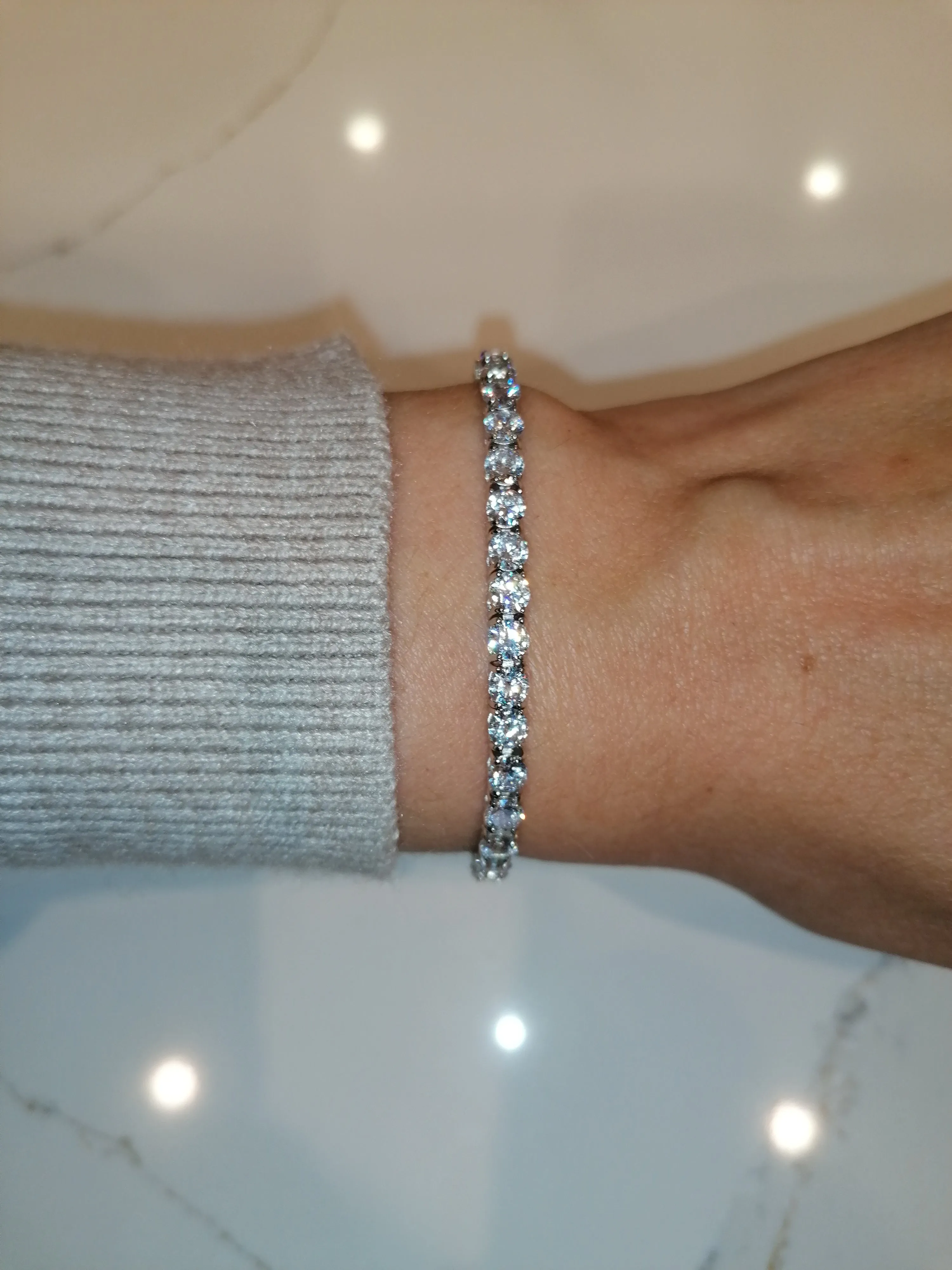 4mm Sterling Silver Rhodium Plated Tennis Bracelet