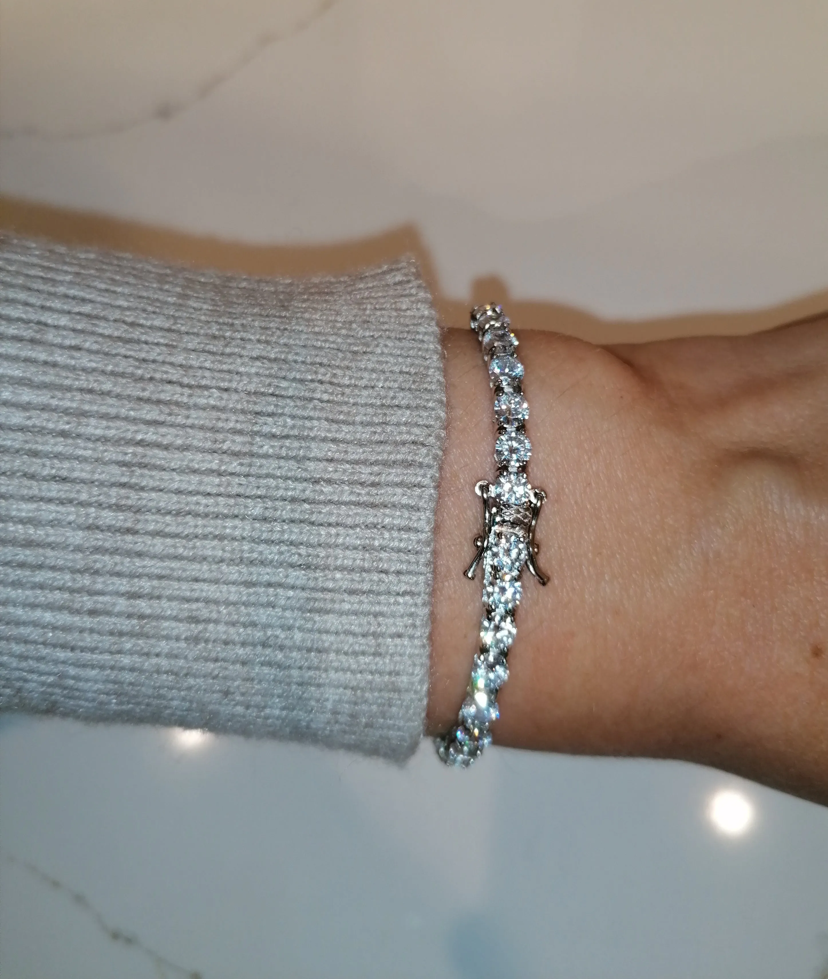 4mm Sterling Silver Rhodium Plated Tennis Bracelet