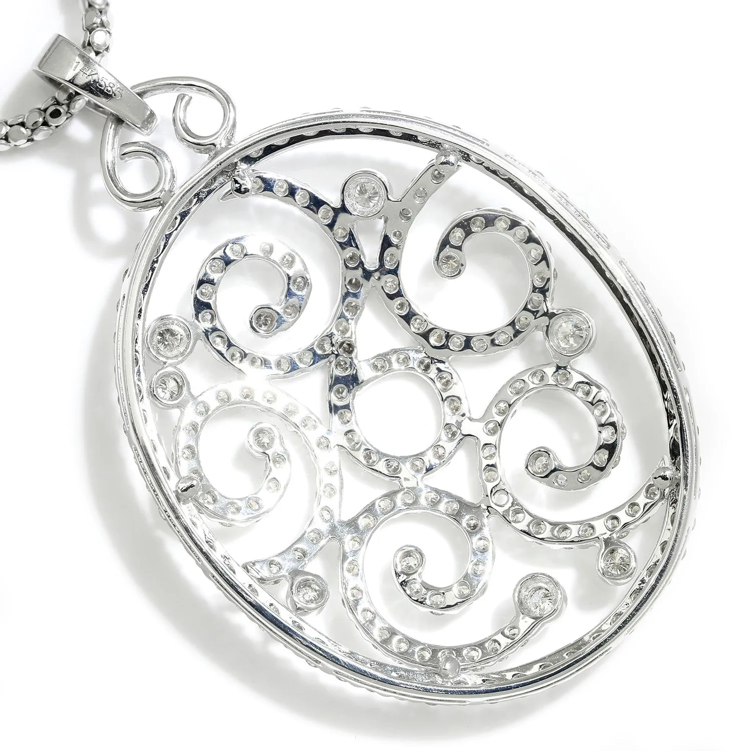 5.00ctw Round Diamond Open Filigree Oval Pendant Necklace 14K