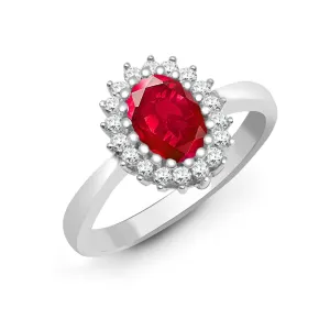 9ct White Gold Diamond And Ruby Ring