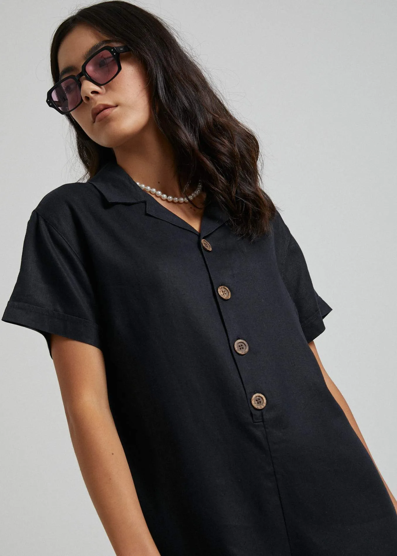 Afends Womens Kokomo - Hemp Playsuit - Black