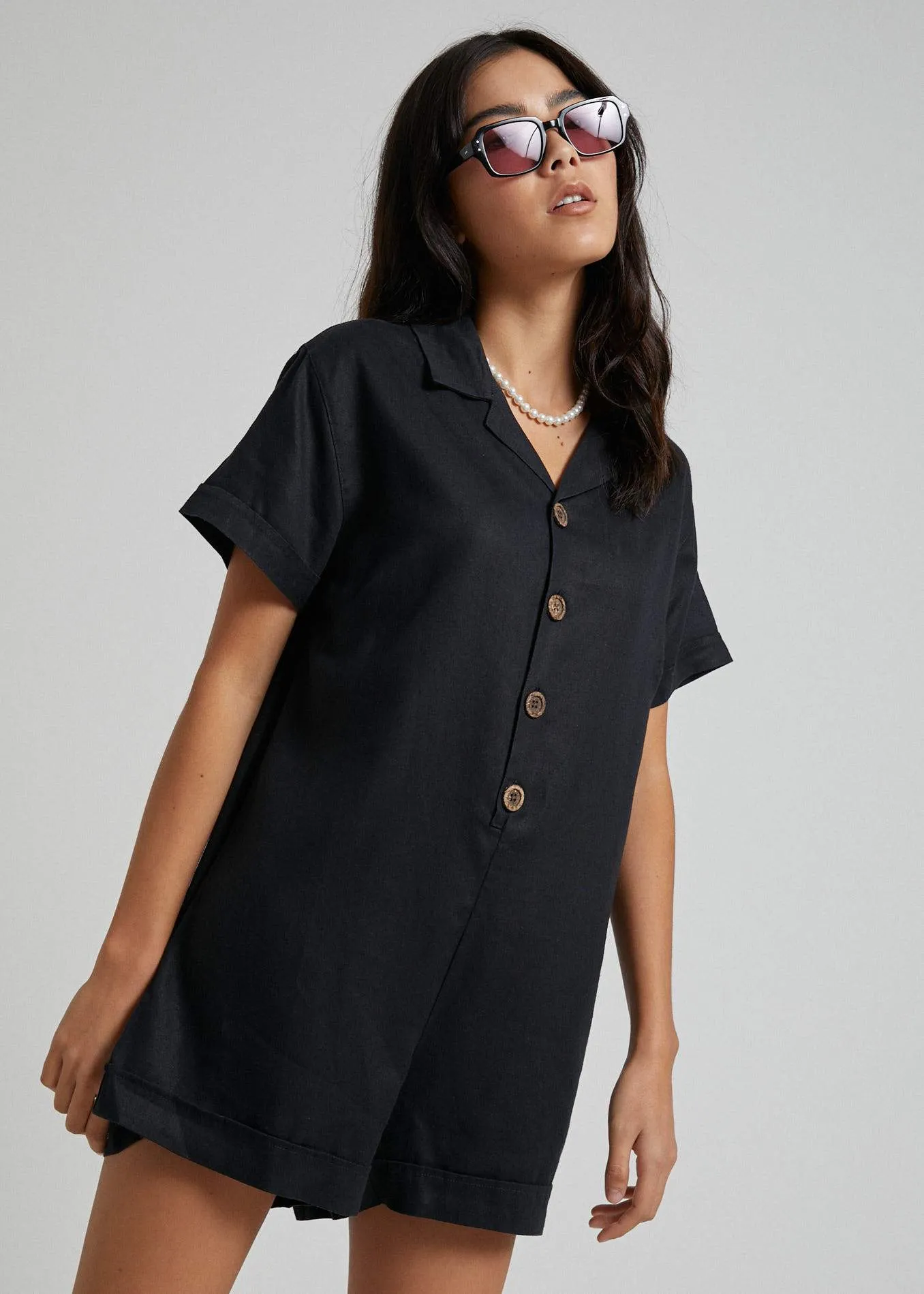 Afends Womens Kokomo - Hemp Playsuit - Black