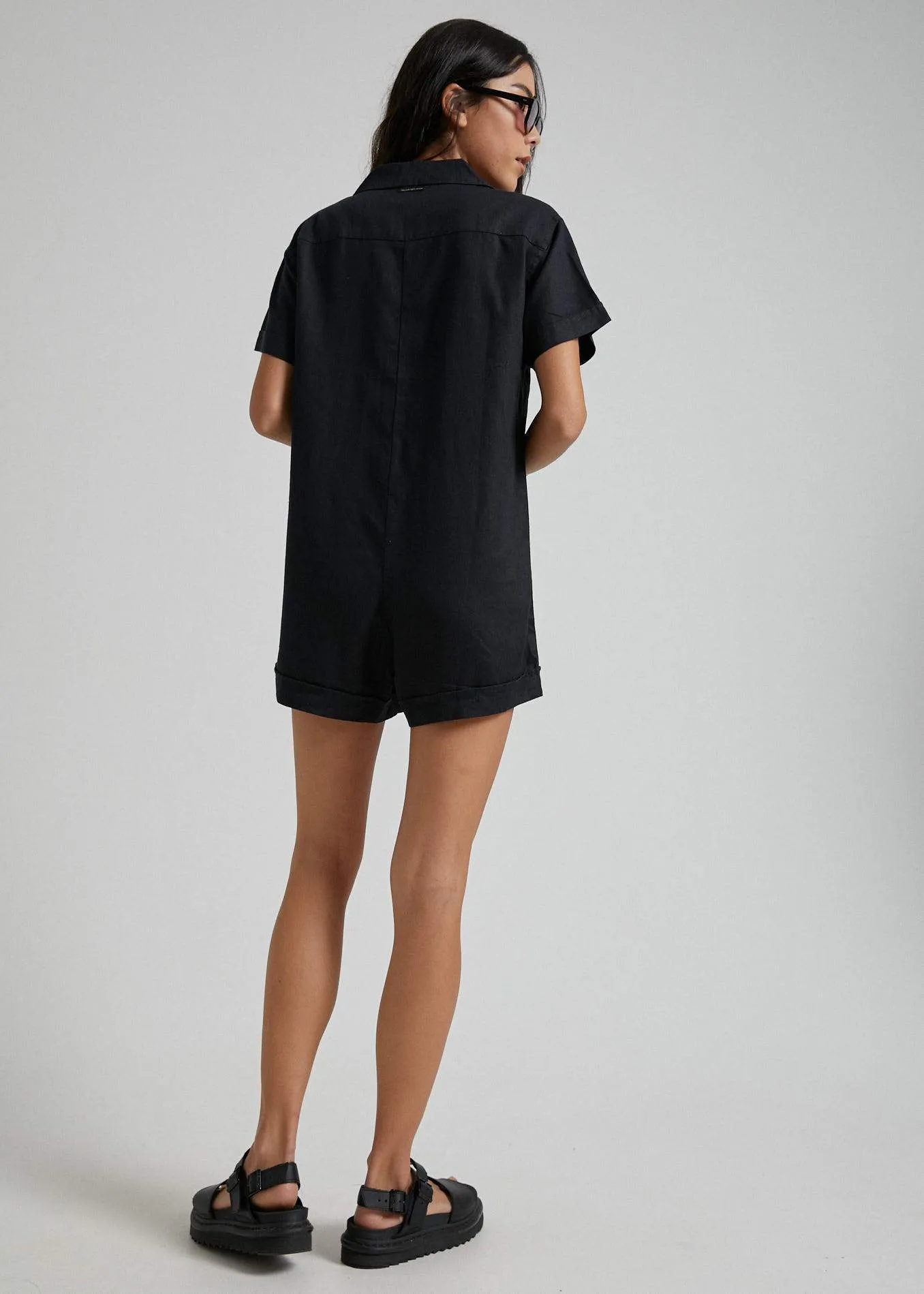 Afends Womens Kokomo - Hemp Playsuit - Black