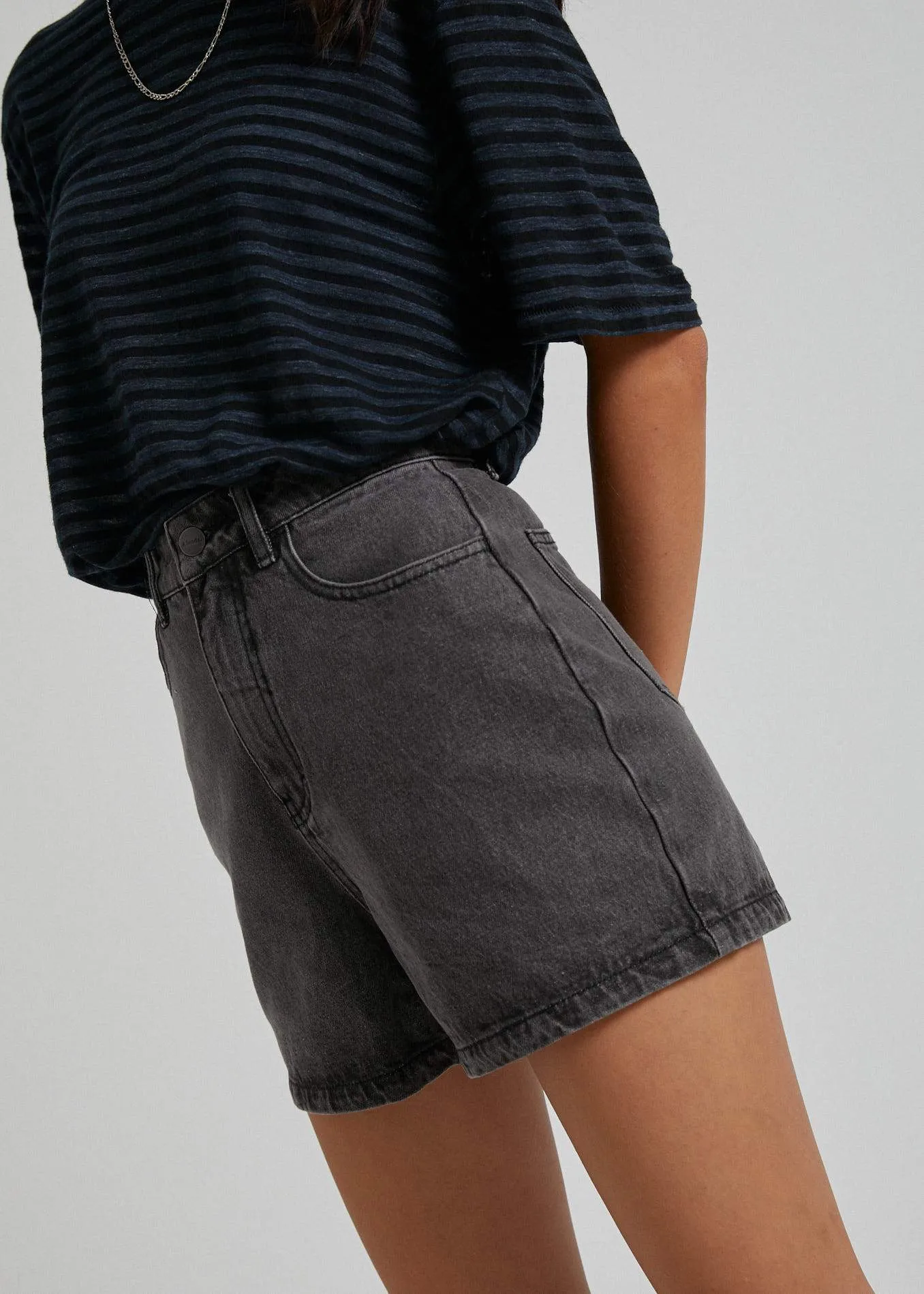 Afends Womens Seventy Threes - Denim Short - Stone Black